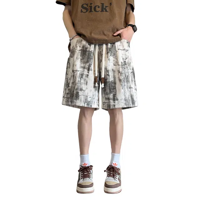 哲源 美式复古潮流五分裤高级感潮牌痞帅运动宽松休闲短裤 男女同款