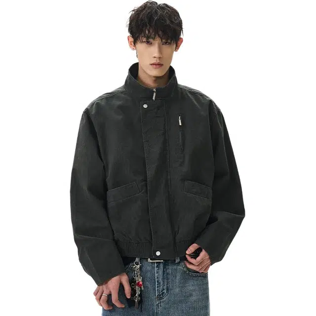 极限涡轮 宽松纯色短款飞行员休闲百搭长袖夹克外套 男女同款