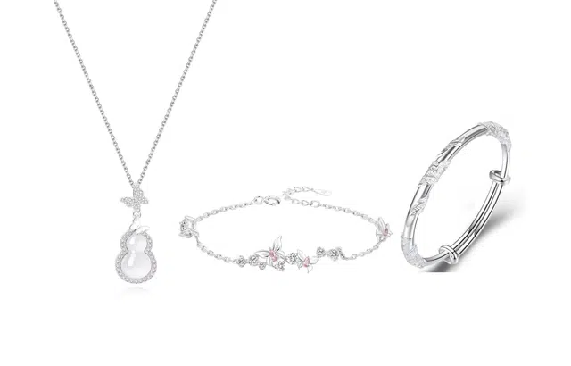 迎百宝 繁花似锦 轻奢浪漫三件套装招财纳福 福禄顺遂福气满满气质百搭灵动优雅蝴蝶葫芦套装#好运 合金 项链 男女同款情侣款