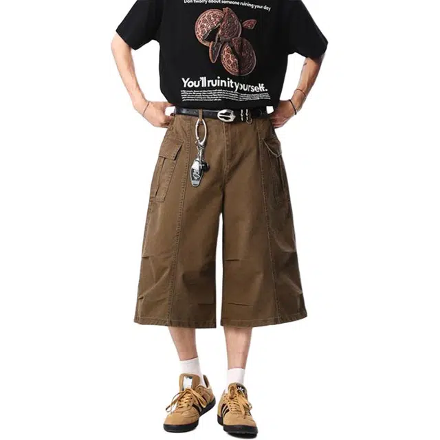 童先森 时尚百搭潮流宽松七分休闲短裤 男款