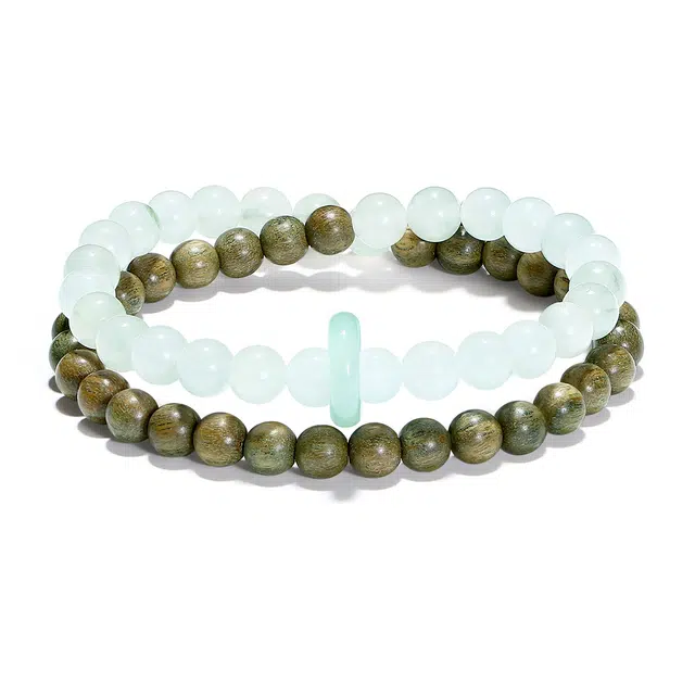 【普陀山官方已过香】 普陀山文创 清冷气质江南翠玉转运珠一路高歌玉髓跑环静心迎福瑞禅意绿檀文玩#好运 天山翠 玉石手串 男女同款情侣款