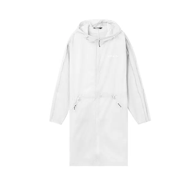 探路者 徒步系列 条纹中长款连帽拉链长袖防晒服 女款 白色