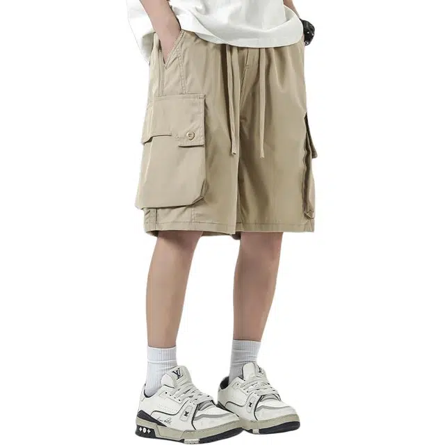 童先森 夏季 美式复古宽松舒适百搭柔软亲肤五分裤休闲短裤 男款