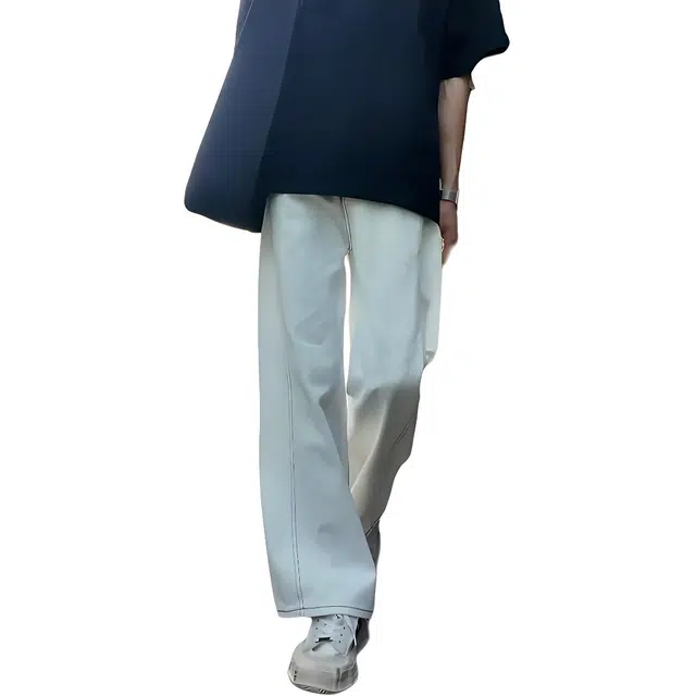 徐百货 休闲微喇个性水洗宽松阔腿高街潮牌百搭直筒牛仔裤 男女同款
