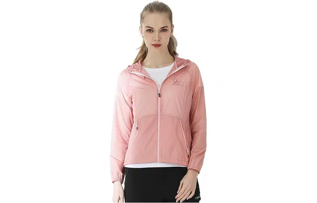 探路者 纯色户外轻薄透气连帽皮肤衣 女款