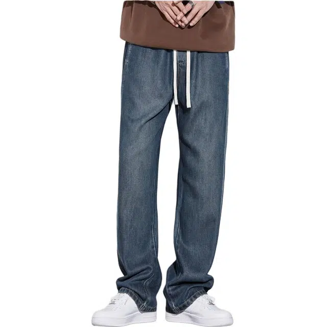 童先森 裤潮牌水洗做旧裤宽松直筒长裤子牛仔裤 男款