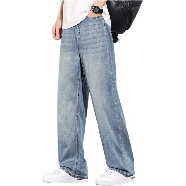 童先森 薄款宽松凉感直筒长裤子休闲牛仔裤 男款