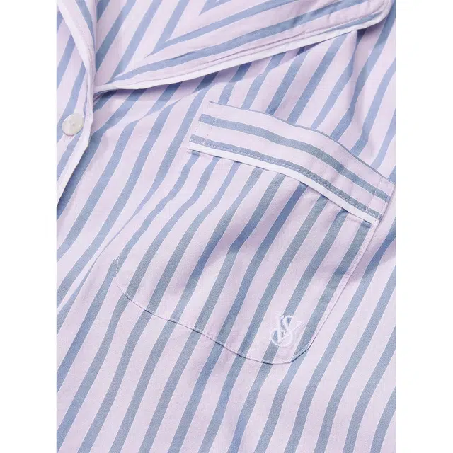 Victoria's Secret Cotton Short Pajama Set Blue Stripes