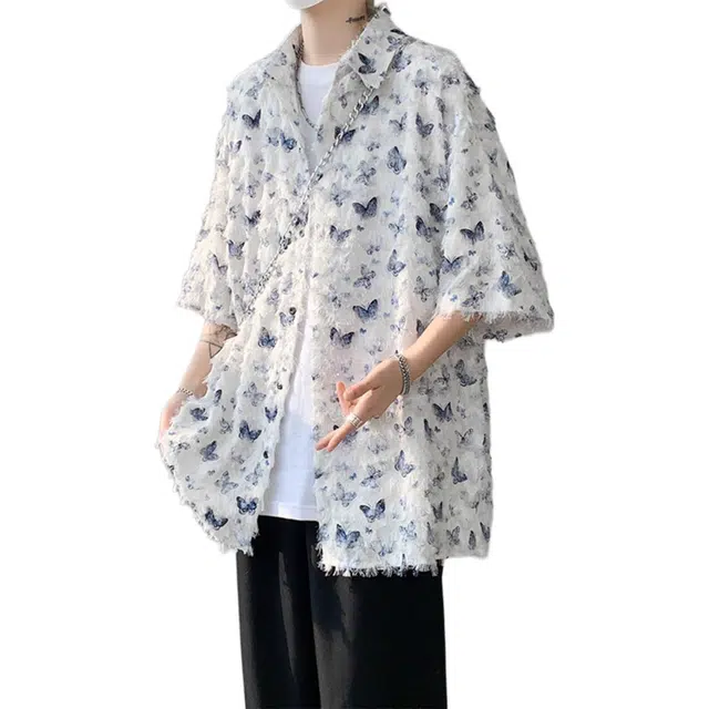 徐百货 美式潮流时尚百搭简约宽松短袖衬衫 男女同款