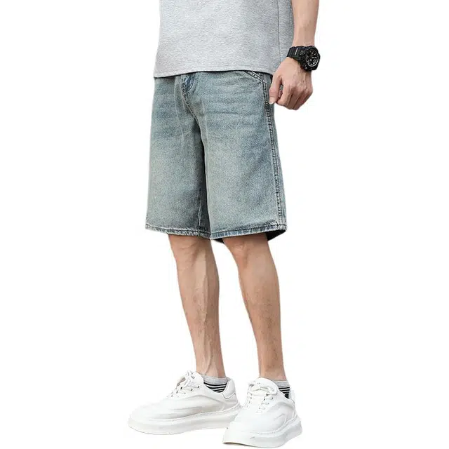 潮人榜 美式潮牌夏季宽松直筒复古五分裤子潮流百搭高端休闲痞帅牛仔短裤 男款