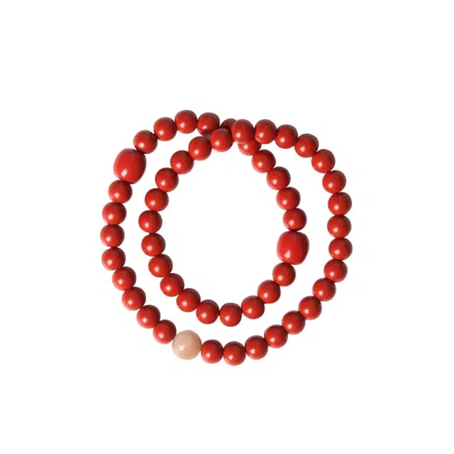 宣华意 双圈本命年红色圆珠转运珠#好运 朱砂 手串 女款