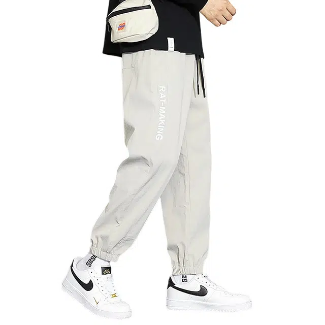 顶峰保罗 无性别主义冰丝速干运动薄款亲肤透气直筒工装长裤子时尚百搭潮流潮牌束脚九分休闲裤 男女同款