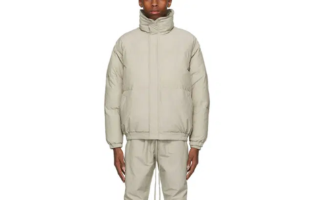 Fear of God Essentials FW21 Puffer Jacket Olive Logo