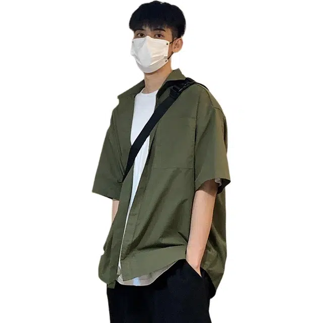 徐百货 百搭潮流宽松短袖衬衫 男女同款