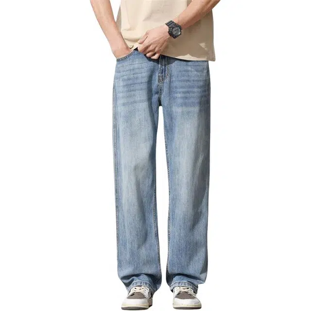 童先森 薄款宽松直筒阔腿休闲裤子牛仔裤 男款