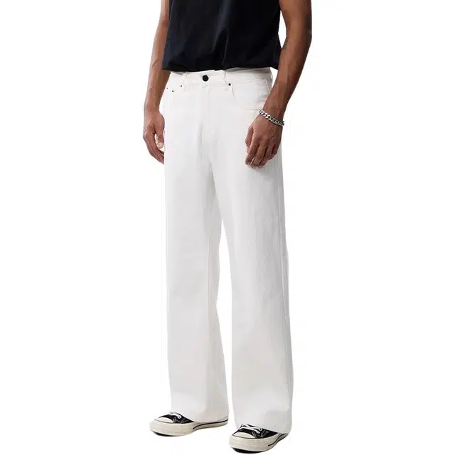 童先森 夏季简约通勤纯色直筒裤子牛仔裤 男款