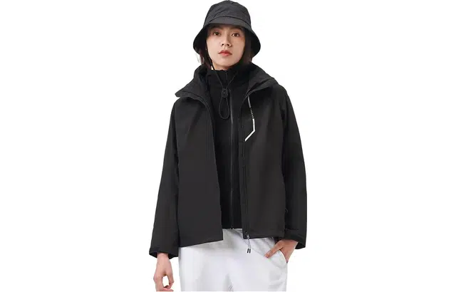 探路者 纯色防风保暖三合一冲锋衣 女款