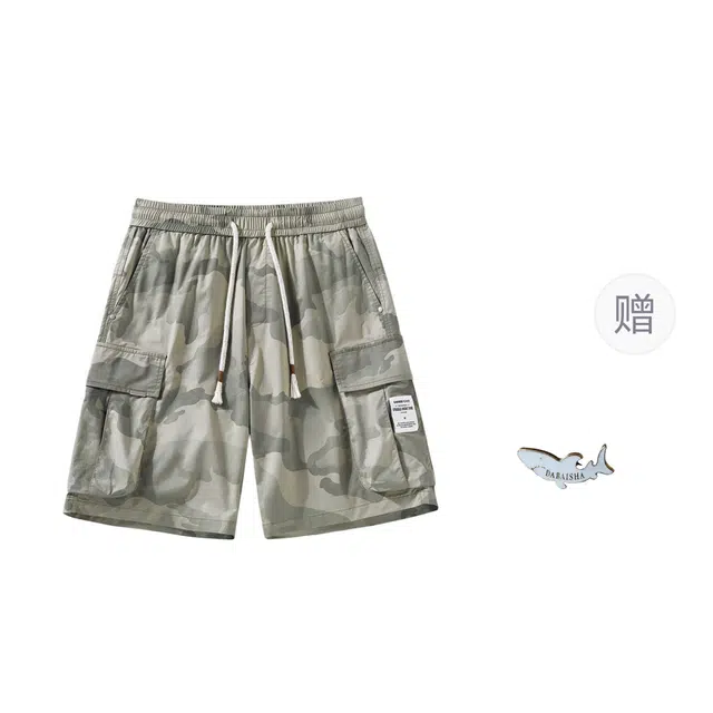 大白鲨 宽松系带时尚舒适百搭五分裤中腰休闲短裤 男款