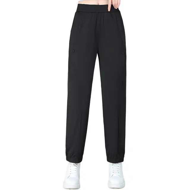 左岸 夏季纯色垂感冰爽高腰直筒微弹时尚百搭潮流日常简约修身通勤舒适气质九分裤休闲裤 女款