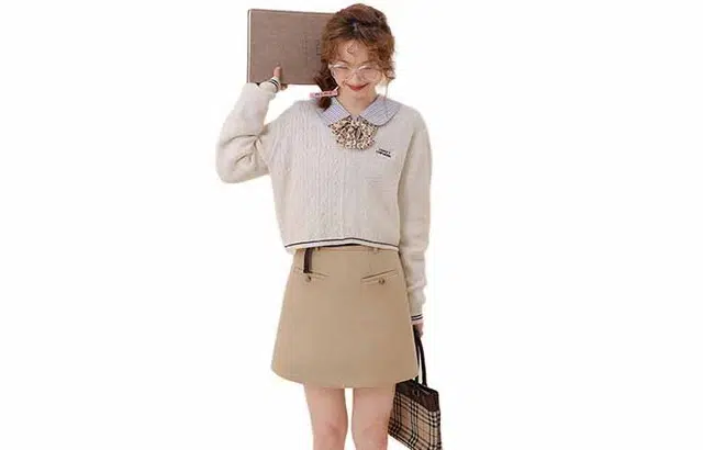 花栗鼠小姐 套头长袖针织衫 女款