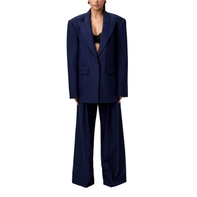 NAKED WARDROBE Pleated Suited Wide Leg Pants