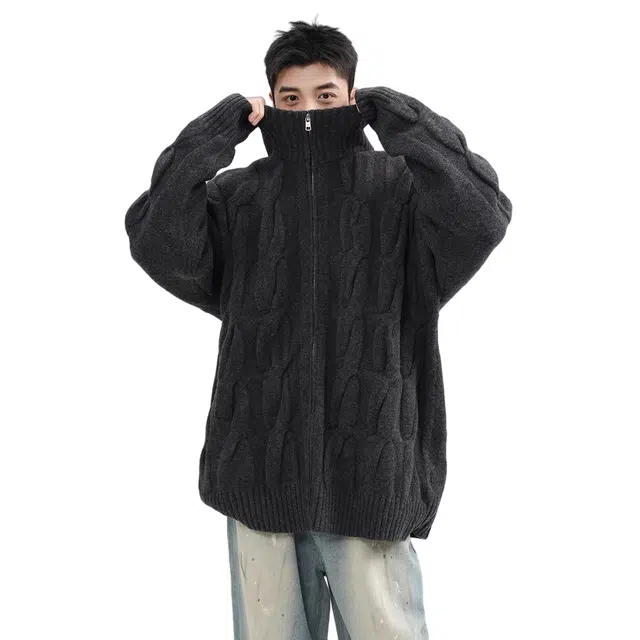 寻星记 高街美式慵懒风情侣宽松柔软舒适长袖开衫外套针织衫 男女同款