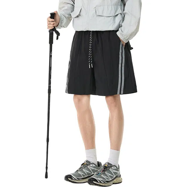 米素力 速干运动户外条纹中腰休闲短裤 男款