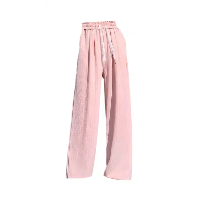 敲模女孩 法式慵懒风冰丝奶芙薄款阔腿垂感直筒休闲裤 女款