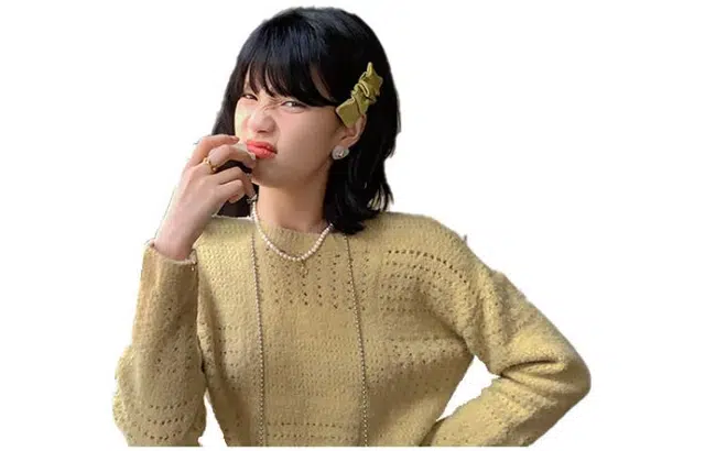 花栗鼠小姐 纯色圆领套头镂空长袖毛衣 女款