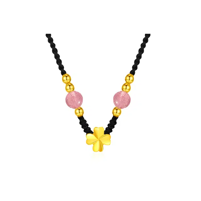 【赠暴富手机贴】 重庆金店 幸运四叶草 好运莲莲新中式国潮气质优雅简约百搭 小众轻奢设计高级 琉璃 项链 男女同款情侣款