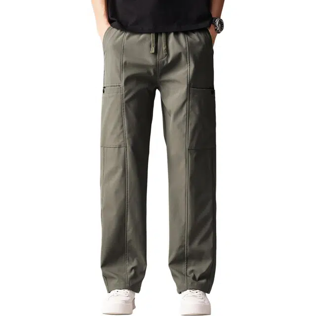贵色 夏季 户外出行经典百搭潮牌伞兵男士时尚潮流纯色简约拼接口袋设计直筒运动舒适透气垂感阔腿休闲工装裤 宽松 男女同款