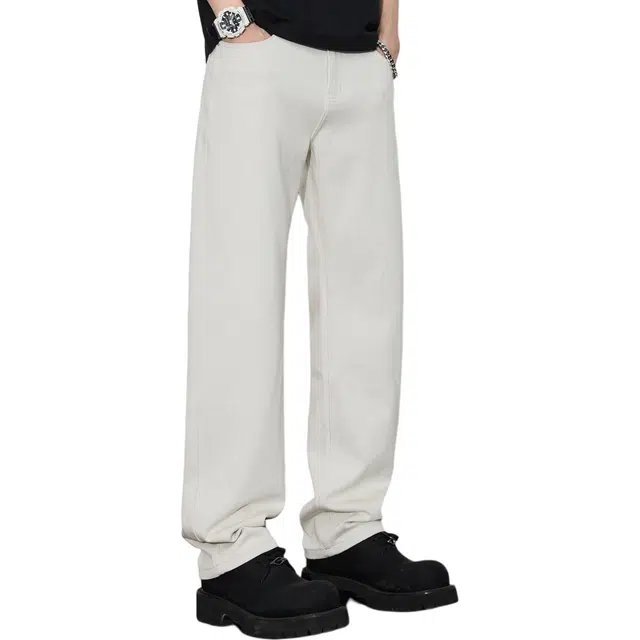 隐狼世家 夏季时尚轻奢宽松中腰长裤牛仔裤 男款