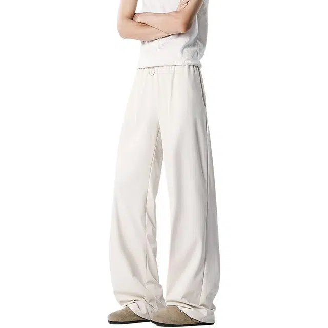 颂希尔 纯色垂坠感直筒冰丝裤时尚潮牌宽松帅气休闲裤 男女同款