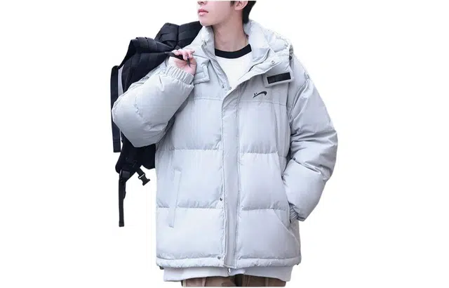 贵人鸟 纯色连帽保暖羽绒服 男款