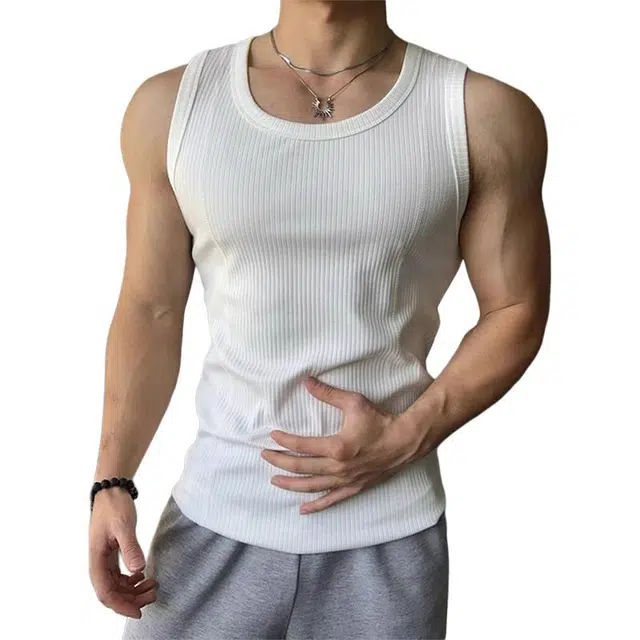 单爵 粗螺纹坎肩修身显肌肉美式健身运动汗衫无袖背心 男女同款