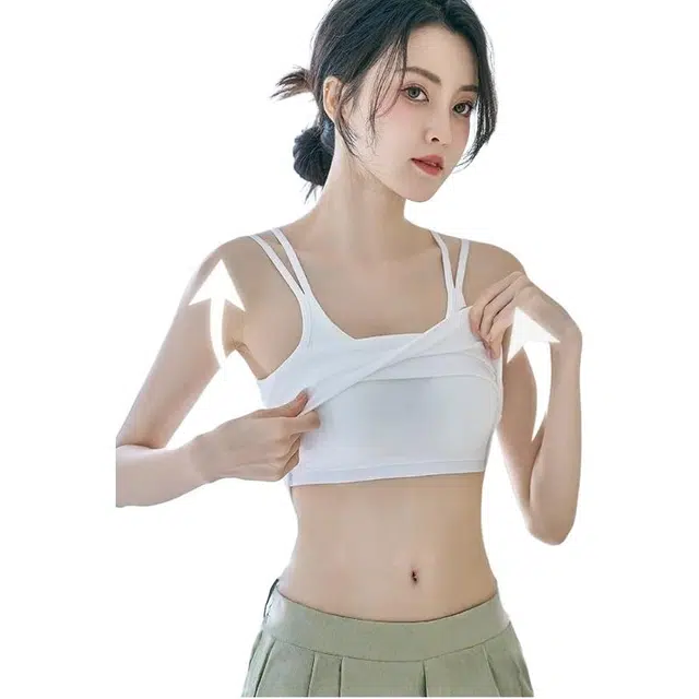 善己 带胸垫内搭美背文胸一体修身休闲百搭纯色棉打底外穿薄背心 女款