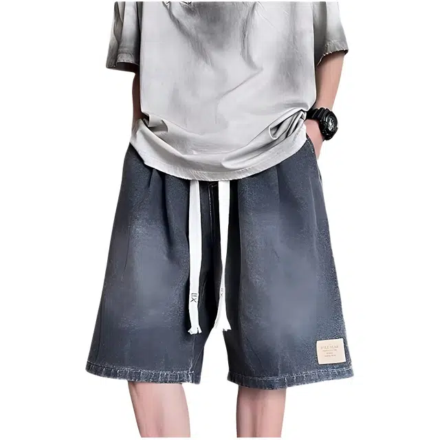 木木兔 美式高街复古潮牌牛仔短裤 男款