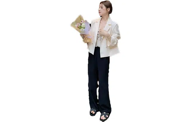 花栗鼠小姐 窄版纯色阔腿休闲裤 女款