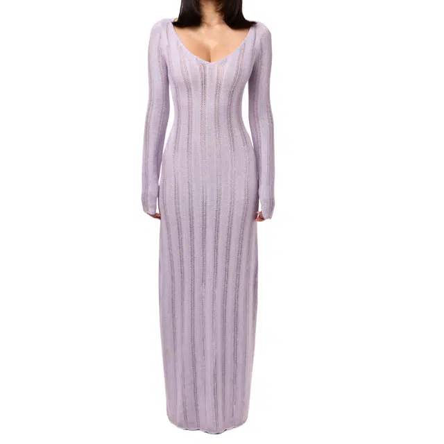 NAKED WARDROBE Knit V-Neck Maxi Dress Knits