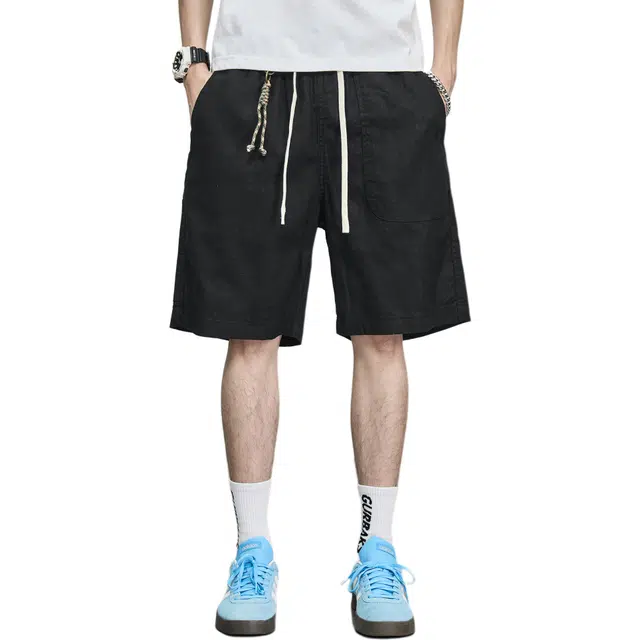 隐狼世家 薄款舒适百搭纯色透气潮牌五分休闲短裤 男款