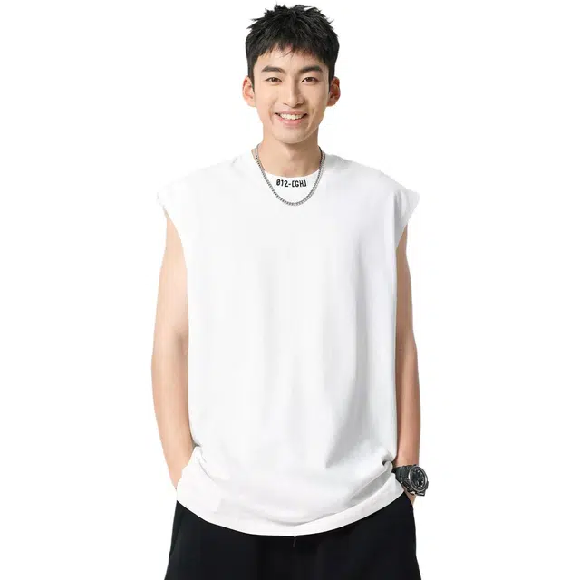 米素力 抗菌凉感夏季纯色圆领背心 男款