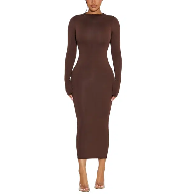 NAKED WARDROBE NW Sculpt Mock Neck Dress