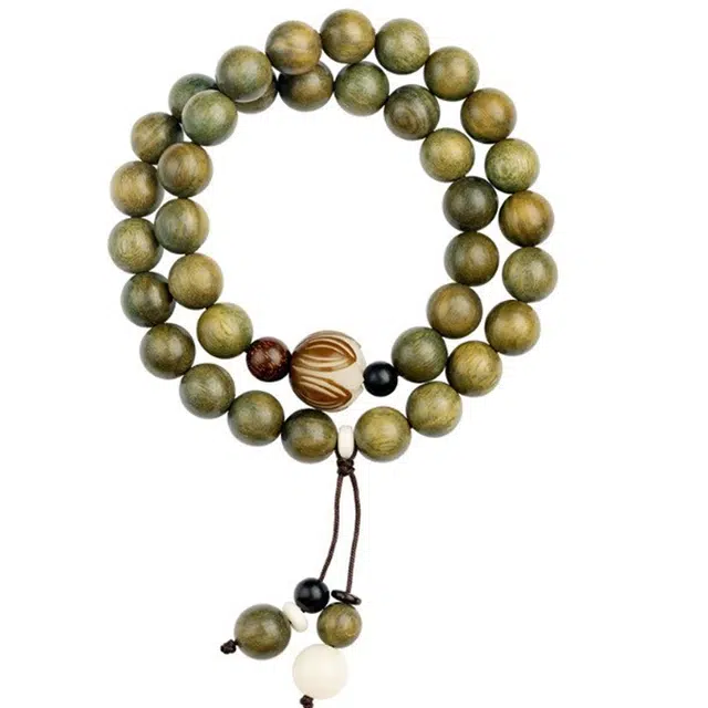 【水逆退散】 缇克玺 高品质 考试考研上岸 檀木佛珠 莲花双圈 檀香 文艺民族风好运 绿檀 手串 男女同款情侣款