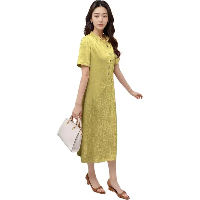 比利斯山羊 气质优雅新中式仿丝绸夏季连衣裙 女款