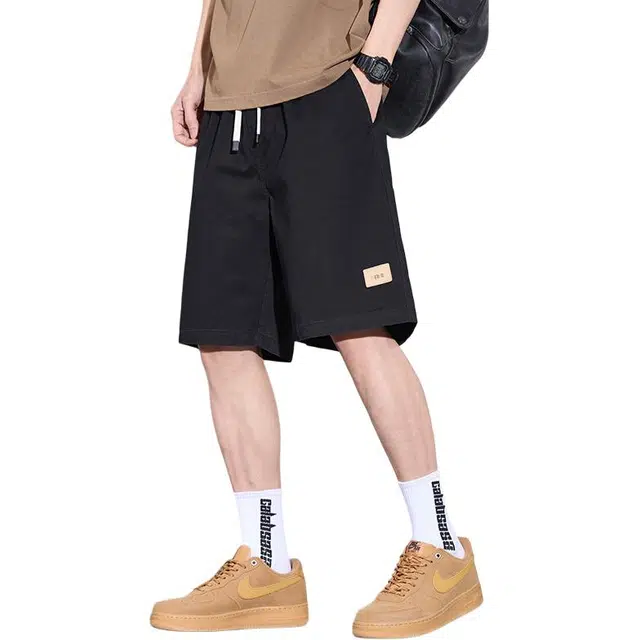 协协乐 薄款美式潮牌复古宽松直筒百搭五分休闲短裤 男款