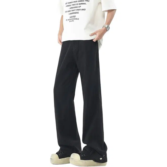 童先森 复古微喇休闲宽松牛仔裤 男款