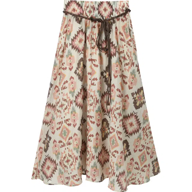 谜秀 碎花半身裙夏季复古风高腰休闲长裙 女款