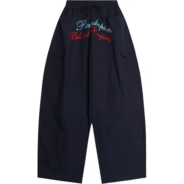 爱肯 美式复古潮流字母褶皱伞兵工装设计感运动阔腿弯刀休闲裤  男女同款