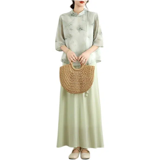 丝絮丝绸 新中式国风文艺典雅端庄大气小衫短袖衬衫 女款