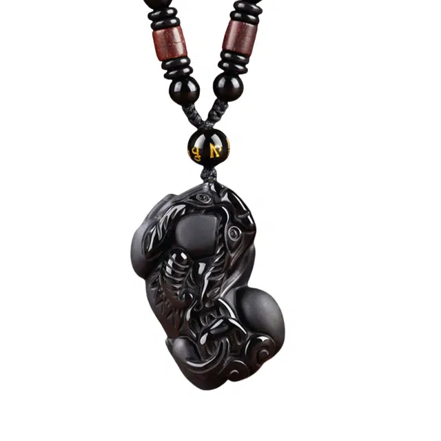 石在行 新中式纳福 复古轻奢小众百搭气质貔貅 精致高级氛围感#好运天然 黑曜石 吊坠 男女同款情侣款